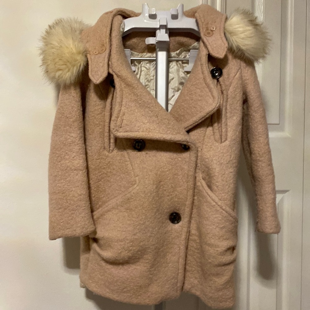 Beige faux fur coat